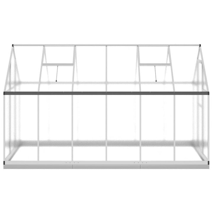 drivhus med fundamentramme 334x169x202 cm aluminium sølvfarvet