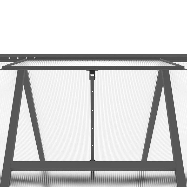 drivhus med fundamentramme 334x169x202 cm aluminium antracitgrå