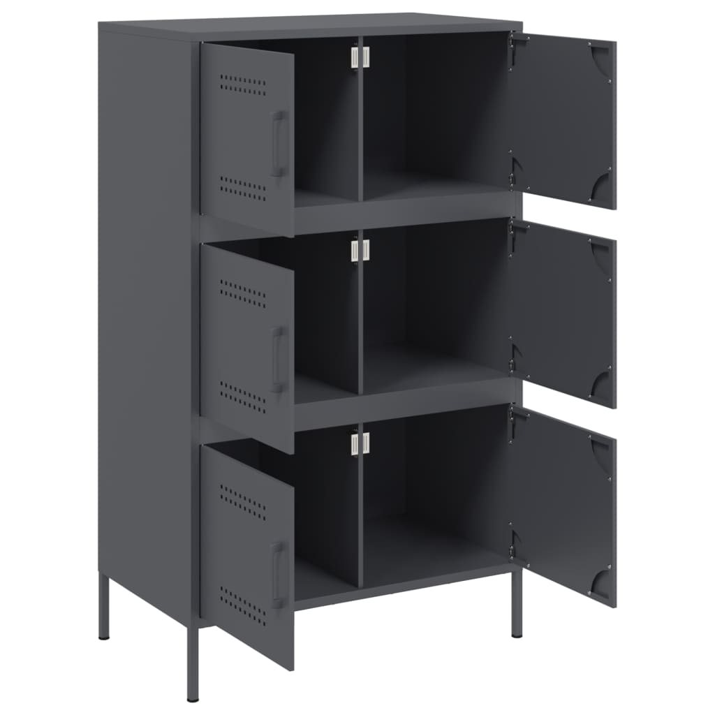 højskab 68x39x113 cm stål antracitgrå