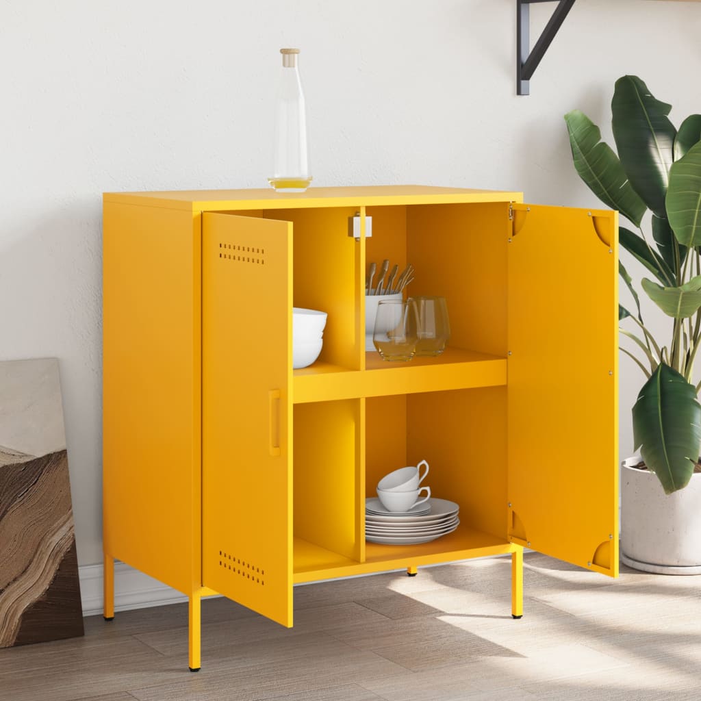 skab 68x39x79 cm stål sennepsgul