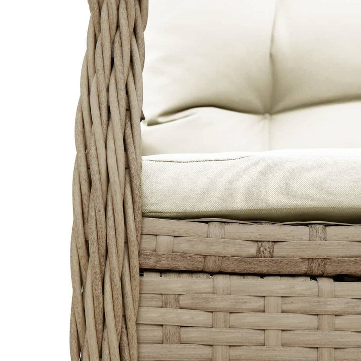 bistrosæt til haven 3 dele med hynder polyrattan beige
