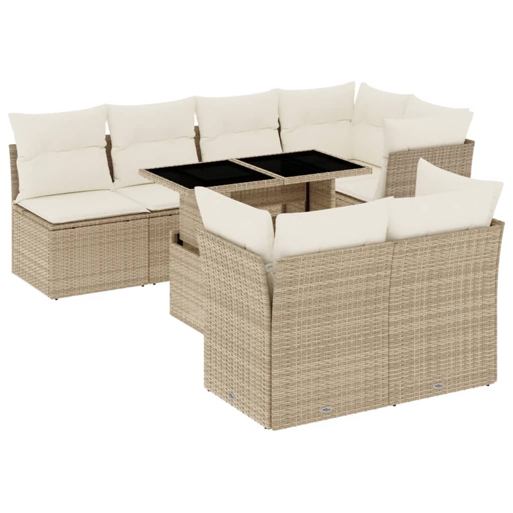 sofasæt til haven 8 dele med hynder polyrattan beige
