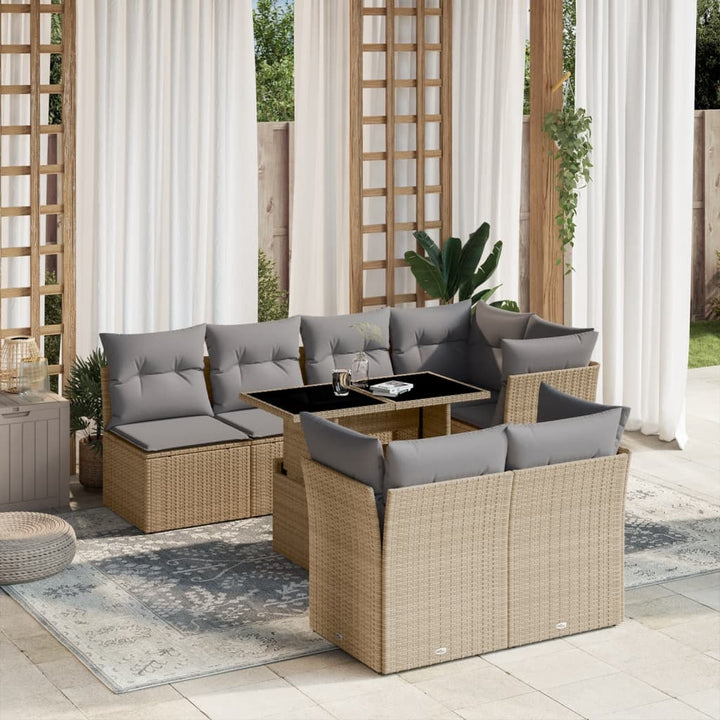 sofasæt til haven 8 dele med hynder polyrattan beige