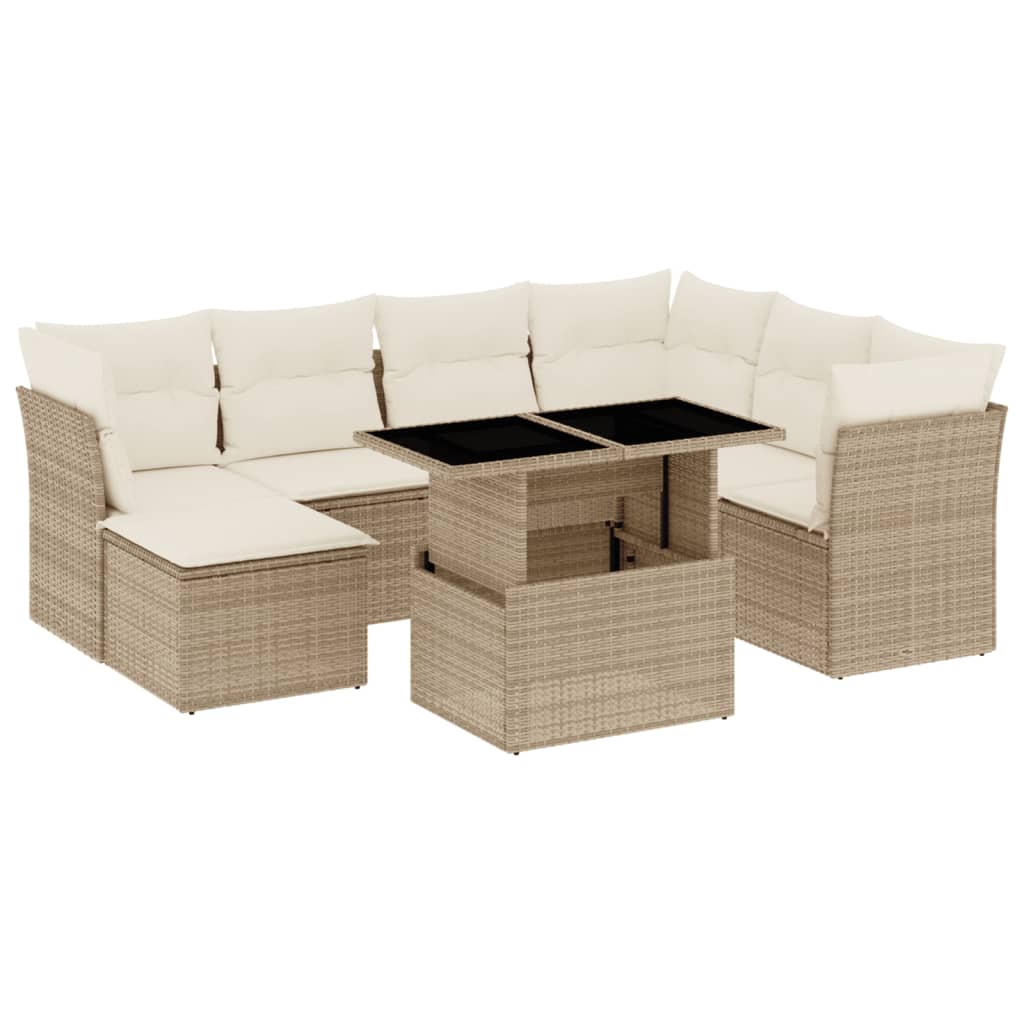 sofasæt til haven 8 dele med hynder polyrattan beige
