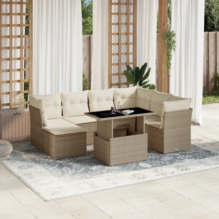 sofasæt til haven 8 dele med hynder polyrattan beige