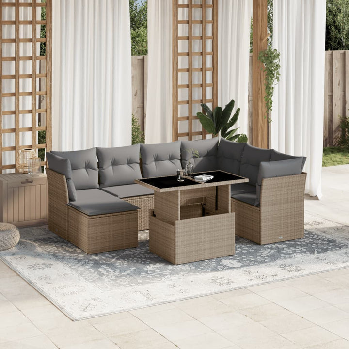 sofasæt til haven 8 dele med hynder polyrattan beige