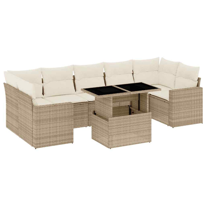 sofasæt til haven 8 dele med hynder polyrattan beige