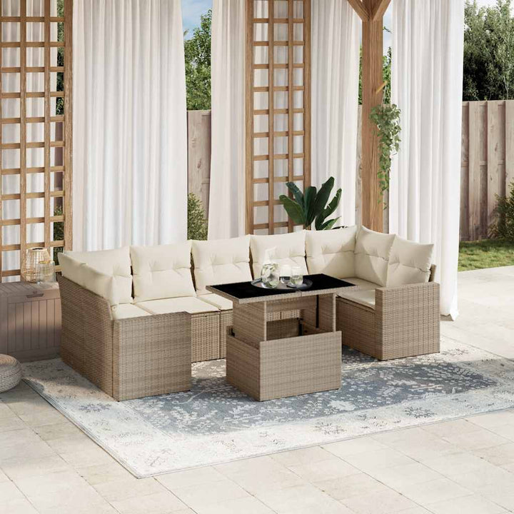 sofasæt til haven 8 dele med hynder polyrattan beige