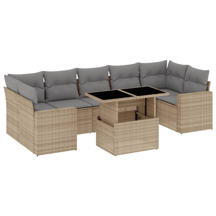 sofasæt til haven 8 dele med hynder polyrattan beige