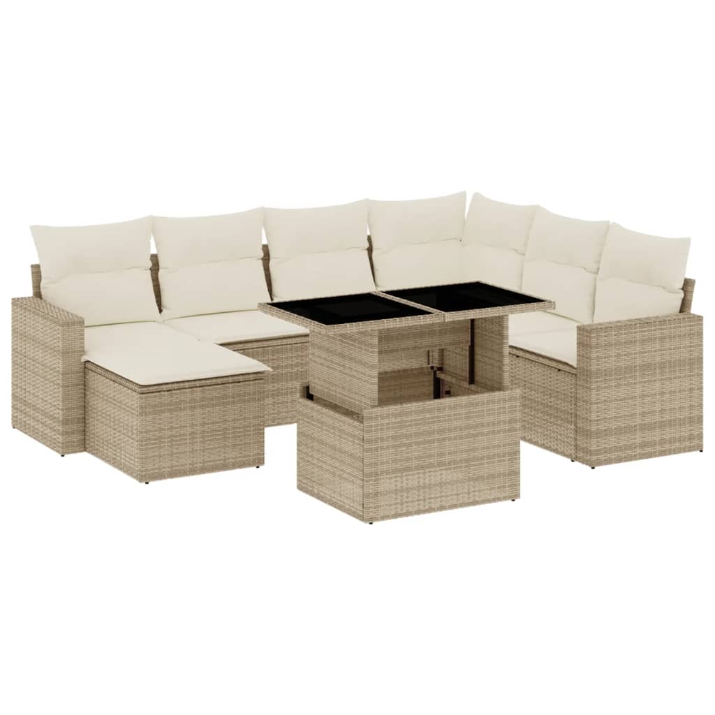 sofasæt til haven 8 dele med hynder polyrattan beige