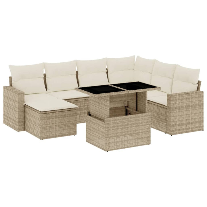 sofasæt til haven 8 dele med hynder polyrattan beige