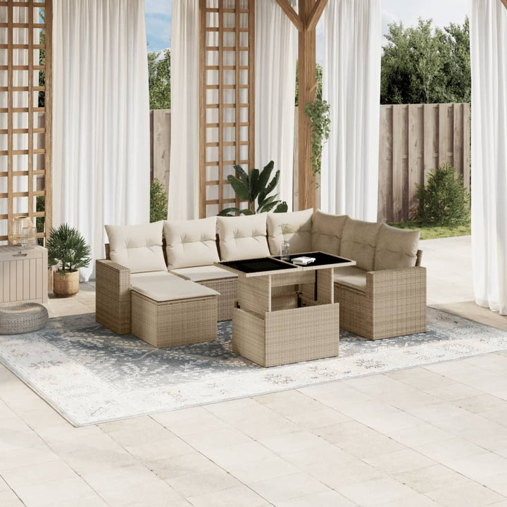 sofasæt til haven 8 dele med hynder polyrattan beige
