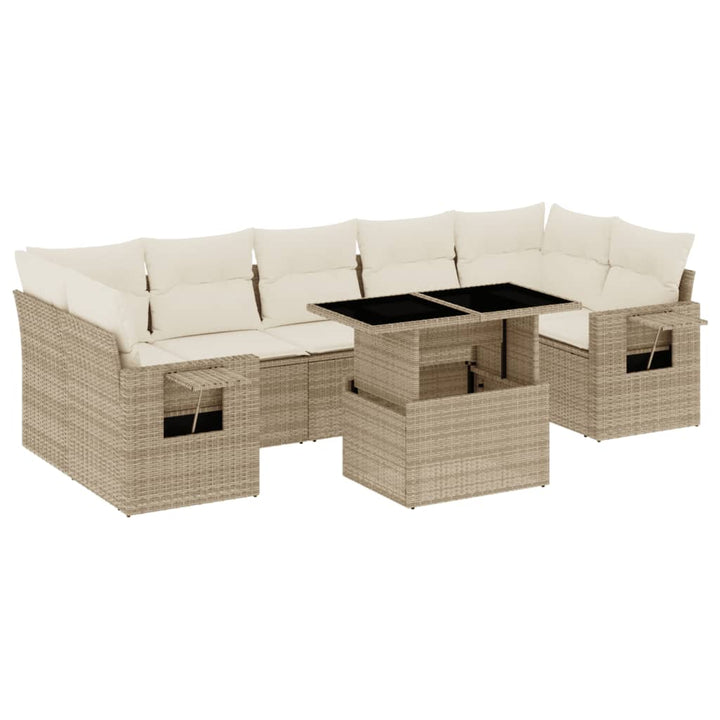 sofasæt til haven 8 dele med hynder polyrattan beige