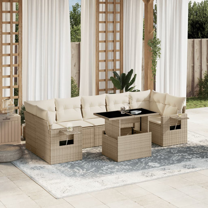 sofasæt til haven 8 dele med hynder polyrattan beige