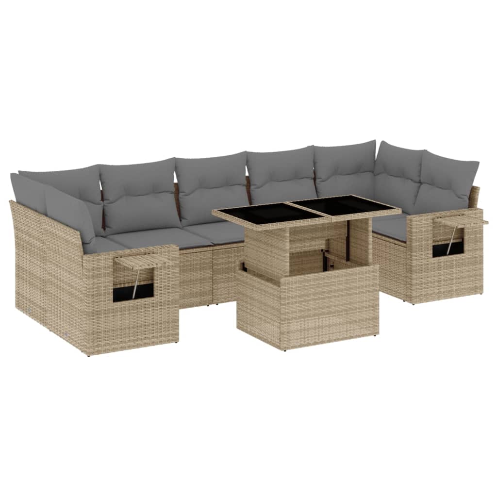 sofasæt til haven 8 dele med hynder polyrattan beige