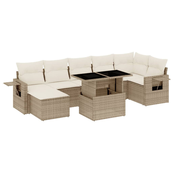 sofasæt til haven 8 dele med hynder polyrattan beige
