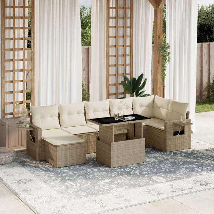 sofasæt til haven 8 dele med hynder polyrattan beige