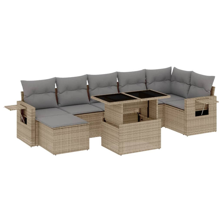 sofasæt til haven 8 dele med hynder polyrattan beige