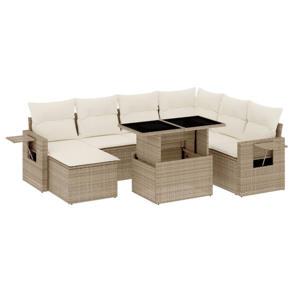 sofasæt til haven 8 dele med hynder polyrattan beige