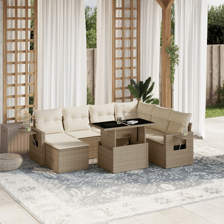 sofasæt til haven 8 dele med hynder polyrattan beige