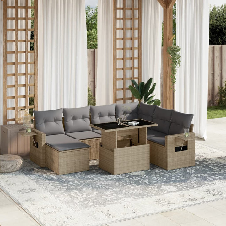 sofasæt til haven 8 dele med hynder polyrattan beige