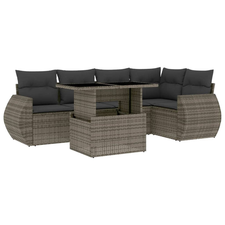 sofasæt til haven 6 dele med hynder polyrattan grå