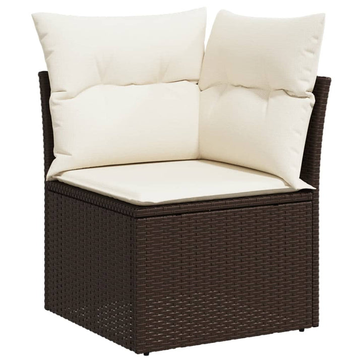 sofasæt til haven 7 dele med hynder polyrattan brun
