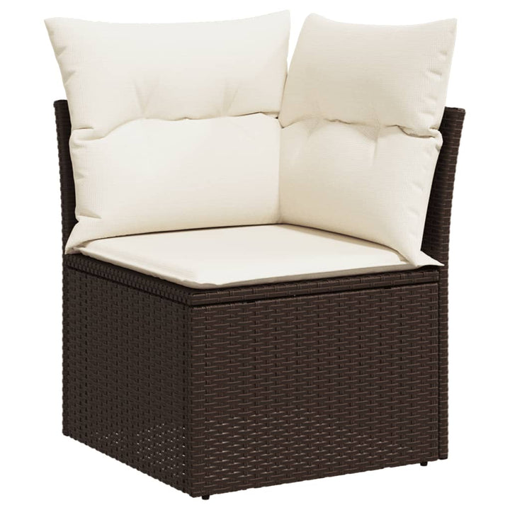 sofasæt til haven 7 dele med hynder polyrattan brun
