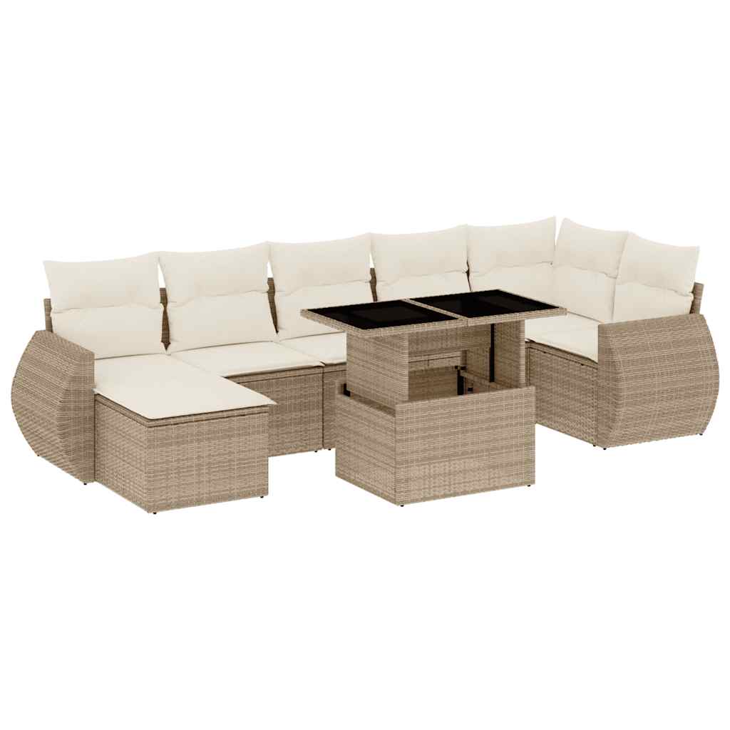 sofasæt til haven 8 dele med hynder polyrattan beige