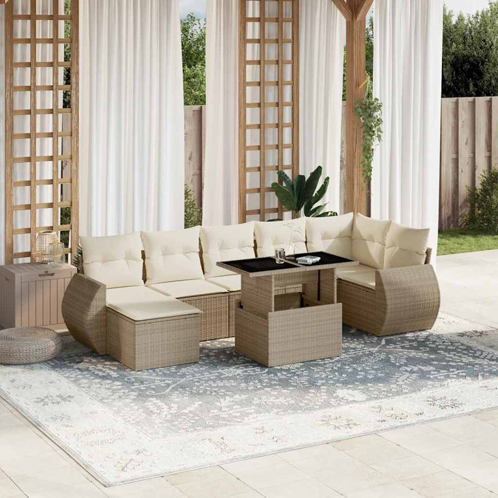 sofasæt til haven 8 dele med hynder polyrattan beige