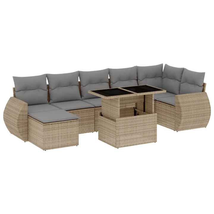 sofasæt til haven 8 dele med hynder polyrattan beige