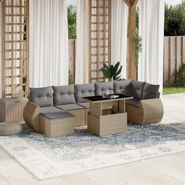 sofasæt til haven 8 dele med hynder polyrattan beige