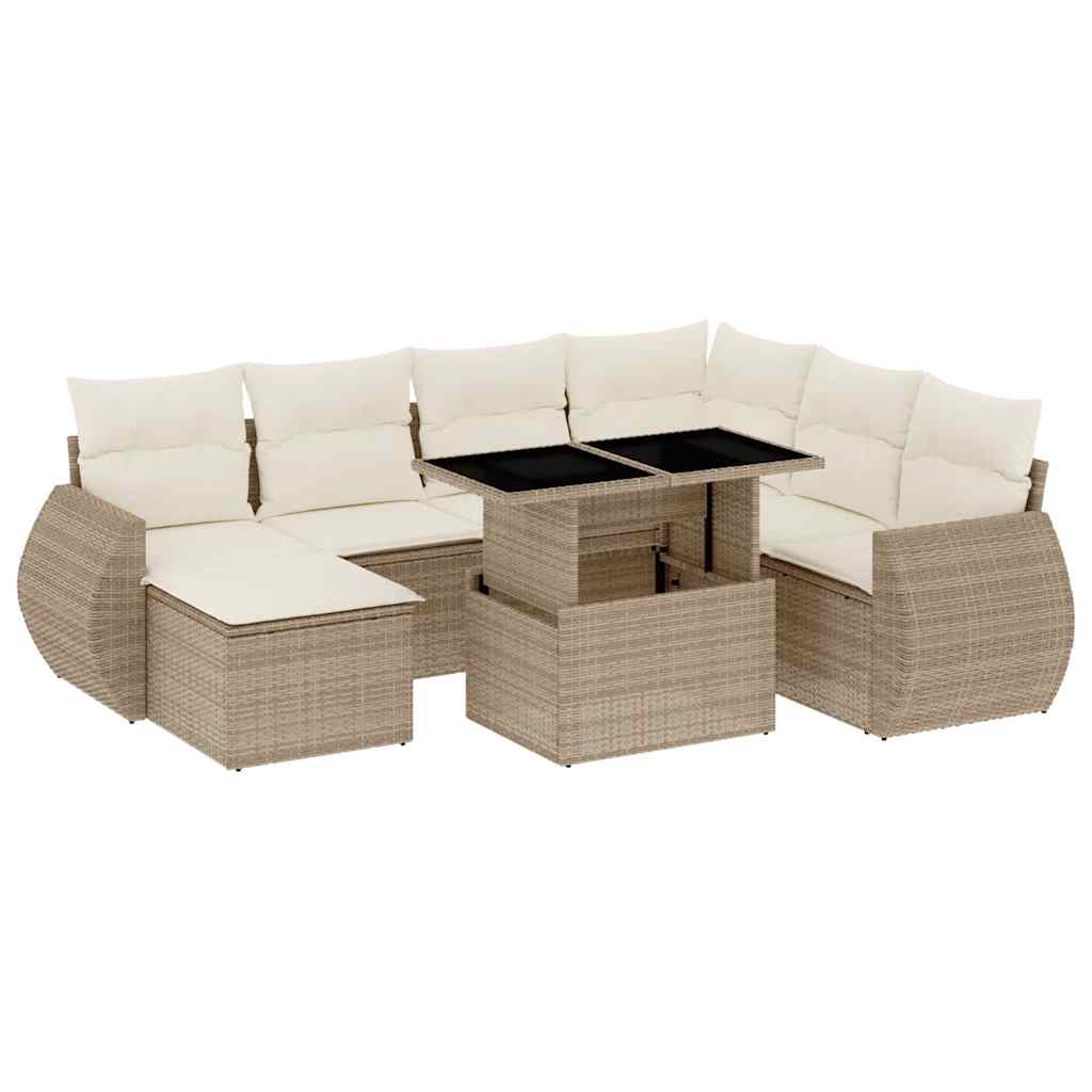 sofasæt til haven 8 dele med hynder polyrattan beige