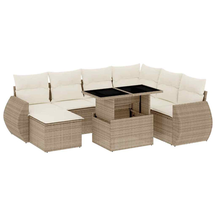 sofasæt til haven 8 dele med hynder polyrattan beige