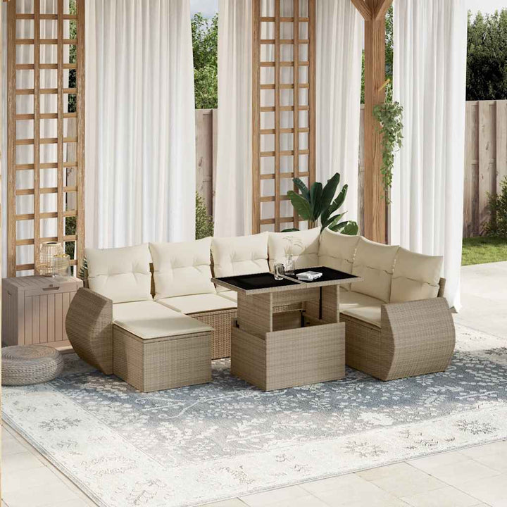 sofasæt til haven 8 dele med hynder polyrattan beige
