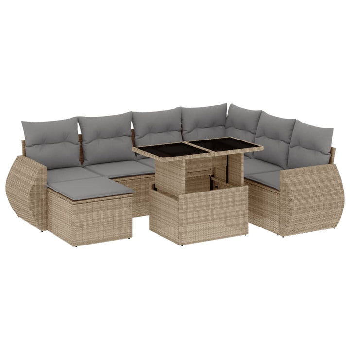 sofasæt til haven 8 dele med hynder polyrattan beige