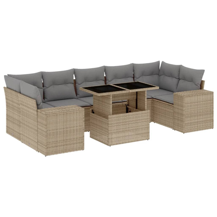 sofasæt til haven 8 dele med hynder polyrattan beige