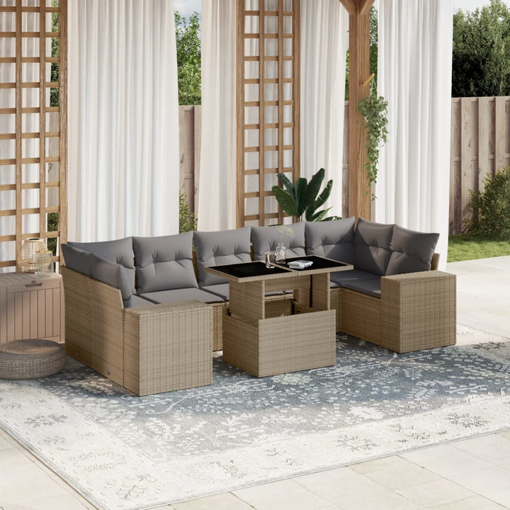 sofasæt til haven 8 dele med hynder polyrattan beige