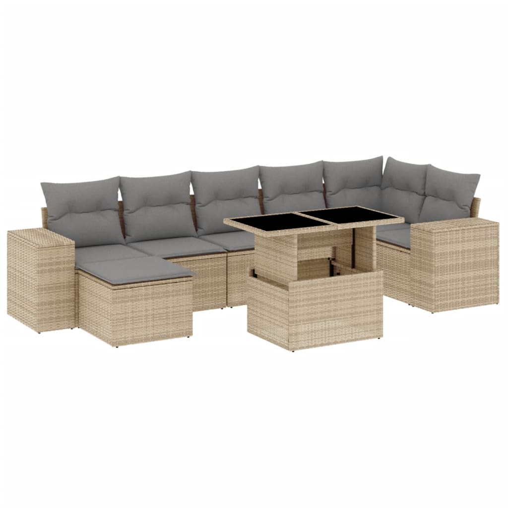 sofasæt til haven 8 dele med hynder polyrattan beige