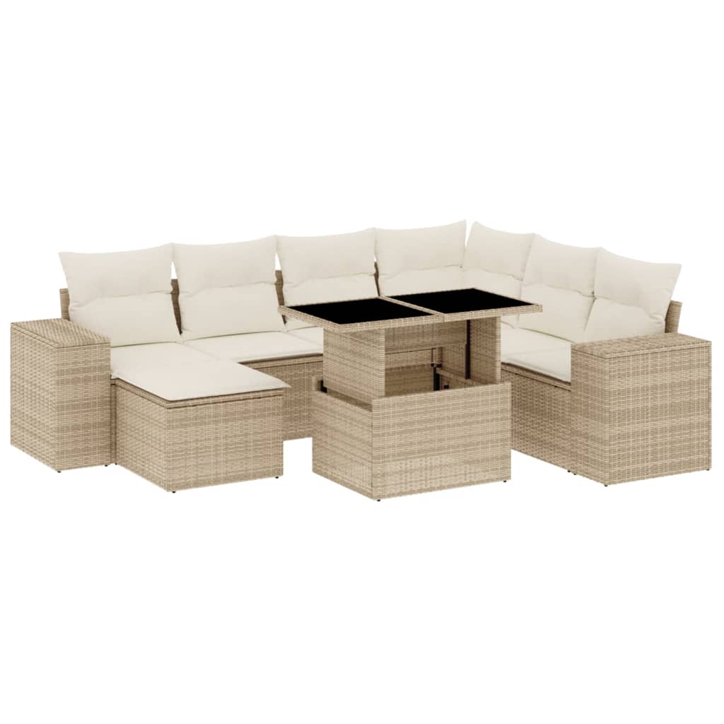 sofasæt til haven 8 dele med hynder polyrattan beige