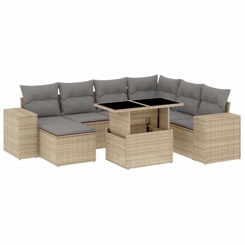 sofasæt til haven 8 dele med hynder polyrattan beige