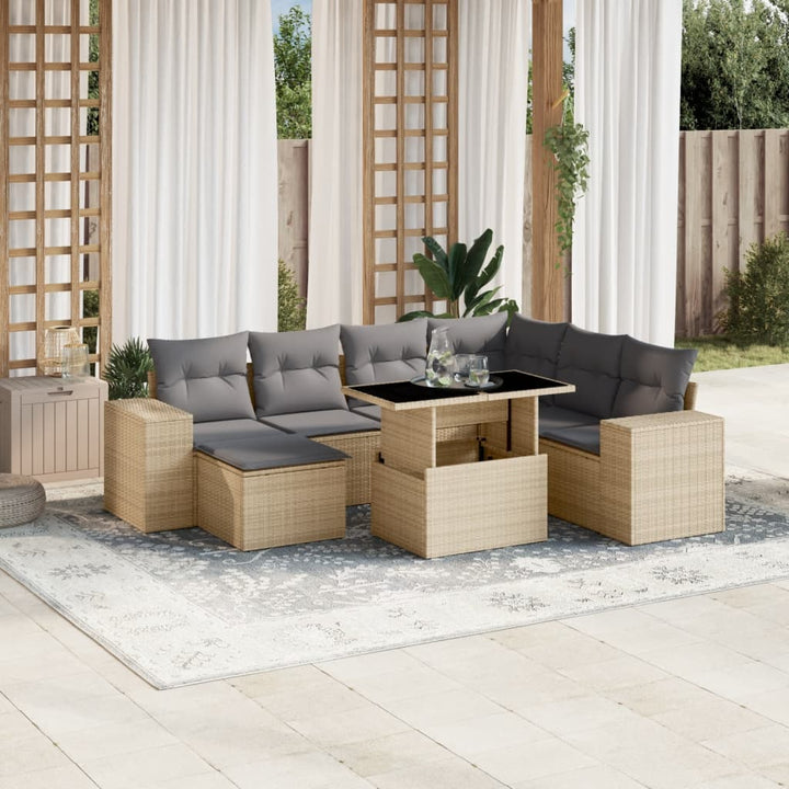 sofasæt til haven 8 dele med hynder polyrattan beige