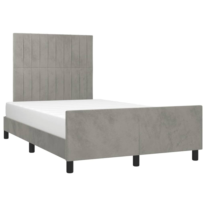 sengeramme uden madras 120x190 cm fløjl enkeltseng lysegrå