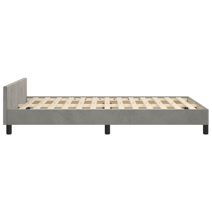 sengeramme uden madras 120x190 cm fløjl enkeltseng lysegrå