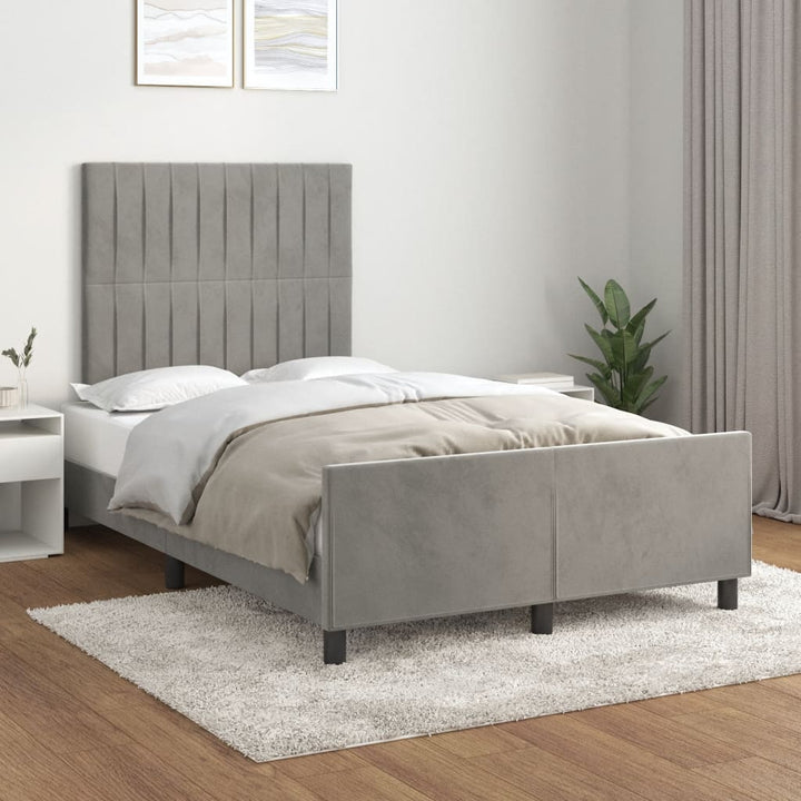 sengeramme uden madras 120x190 cm fløjl enkeltseng lysegrå