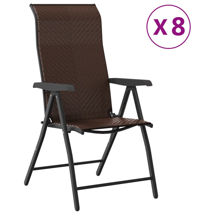 havestole 8 stk. foldbar polyrattan brun