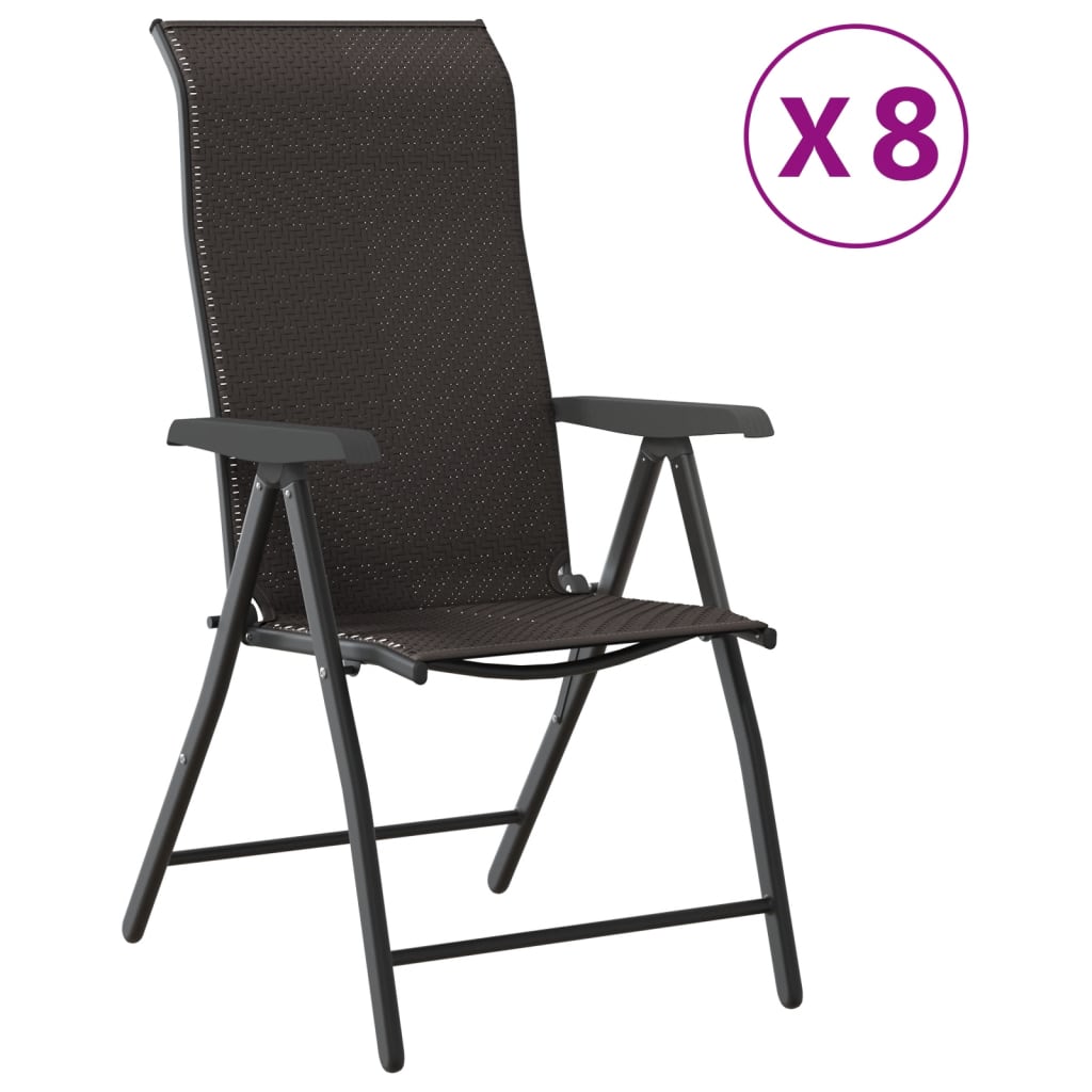 havestole 8 stk. foldbar polyrattan sort