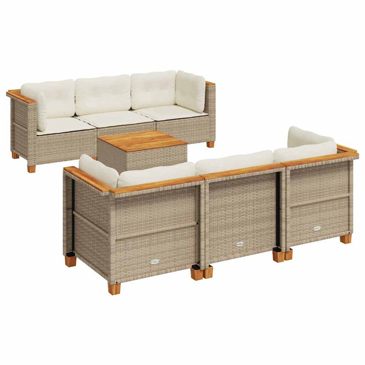 sofasæt til haven 7 dele med hynder polyrattan beige
