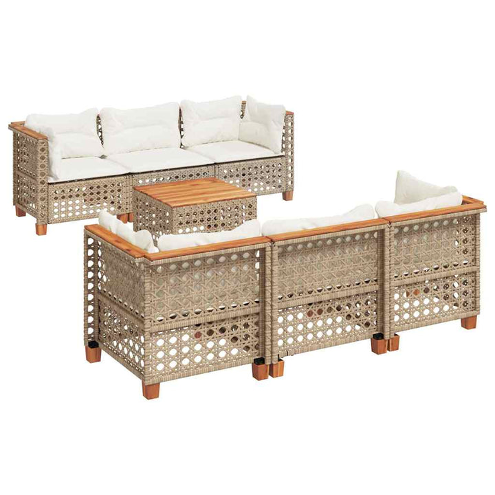 sofasæt til haven 7 dele med hynder polyrattan beige