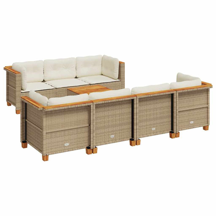 sofasæt til haven 8 dele med hynder polyrattan beige